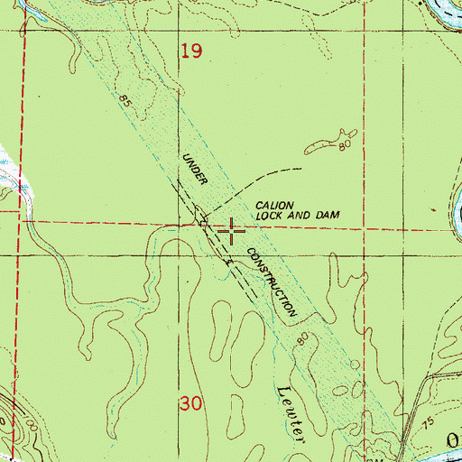 Topographic Map of Calion Lock and Dam, AR