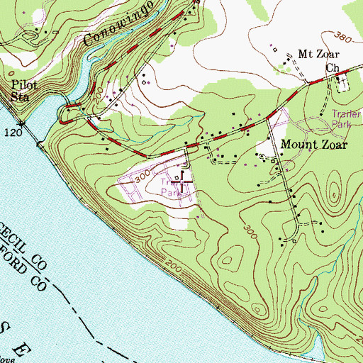 Topographic Map of Conowingo Mobile Home Park, MD