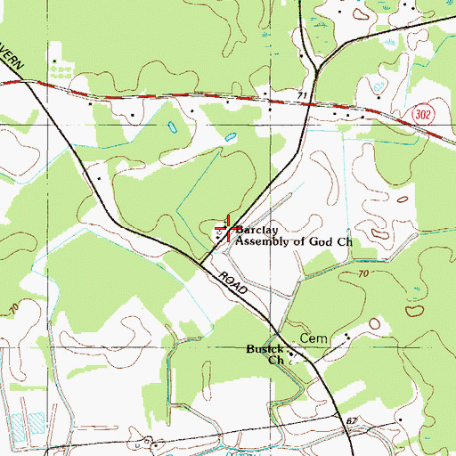 Topographic Map of Busic, MD