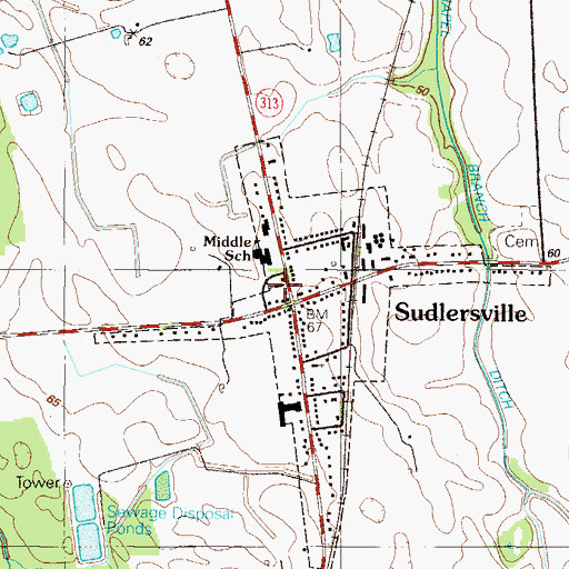 Topographic Map of Sudlersville United Methodist Church, MD