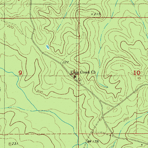 Topographic Map of Cane Creek Church, AR