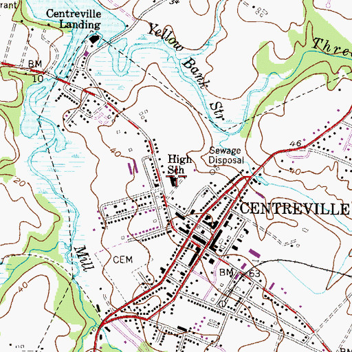 Topographic Map of Centreville High School (historical), MD