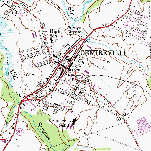 Topographic Map of Centreville Post Office, MD