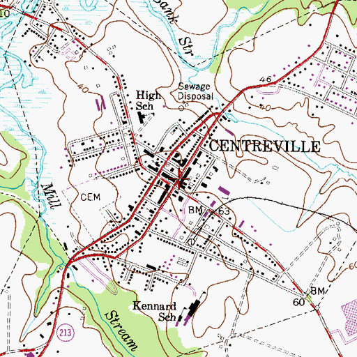 Topographic Map of Centreville Town Hall, MD