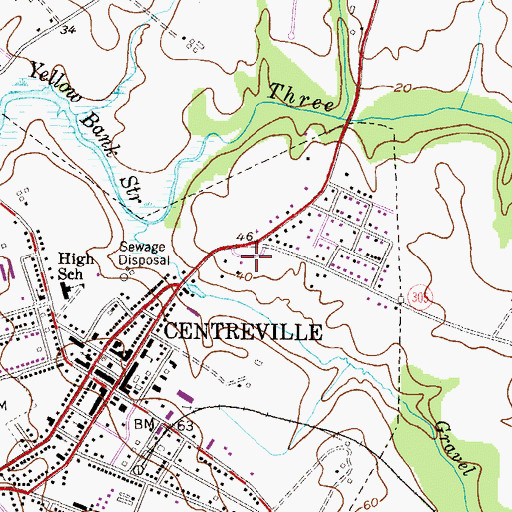 Topographic Map of Centreville United Methodist Church, MD