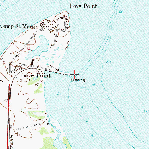 Topographic Map of Love Point Landing, MD