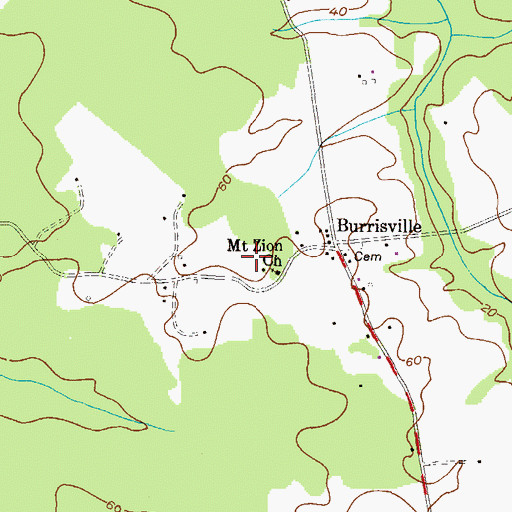 Topographic Map of Mount Zion Cemetery, MD
