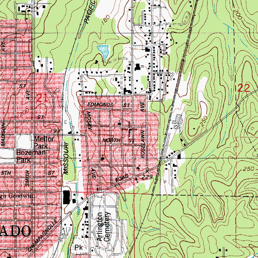 Topographic Map of Church of Christ, AR