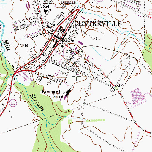 Topographic Map of Queen Annes Circle, MD