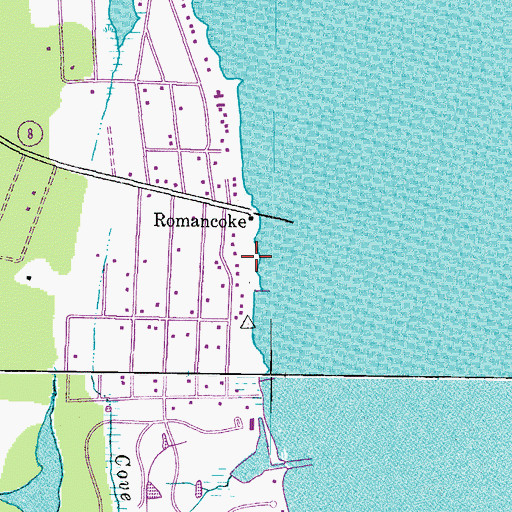 Topographic Map of Romancoke Wharf County Park, MD