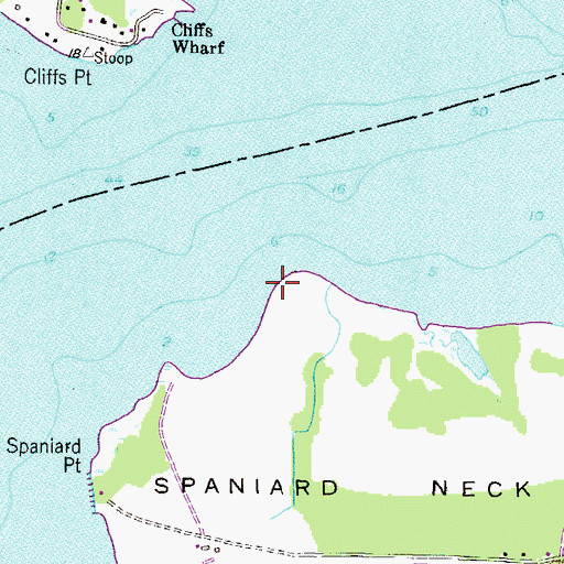 Topographic Map of Spaniards Landing, MD