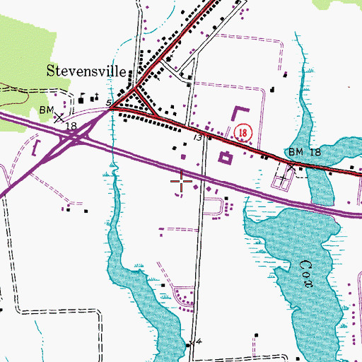 Topographic Map of Stevensville Post Office, MD