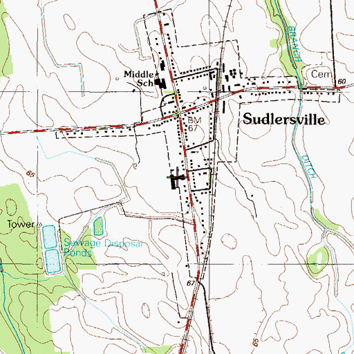 Topographic Map of Sudlersville Elementary School, MD