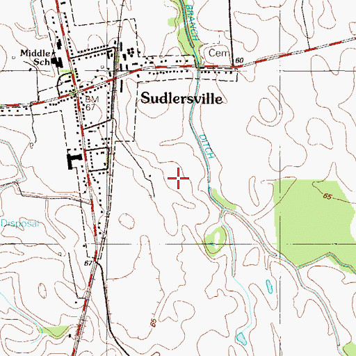 Topographic Map of Sudlersville Middle School, MD