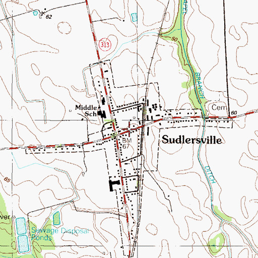 Topographic Map of Sudlersville Town Hall, MD