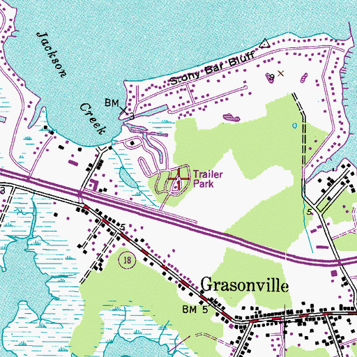 Topographic Map of Beach Harbor Mobile Home Park, MD