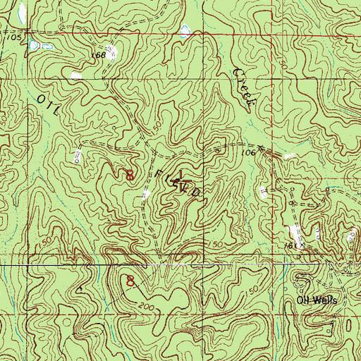 Topographic Map of Cypress Creek Oil Field, AR