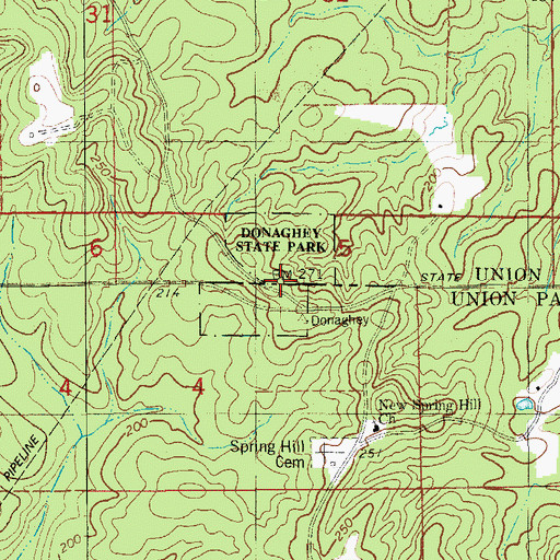 Topographic Map of Donaghey State Park, AR