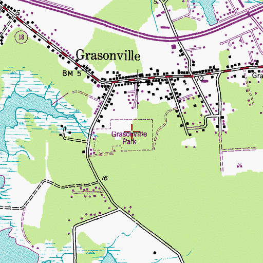 Topographic Map of Grasonville Park, MD