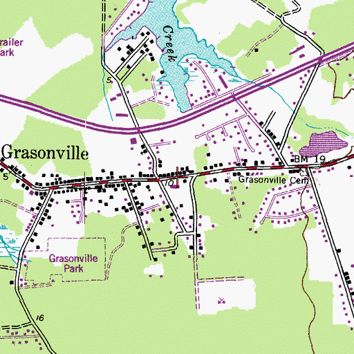 Topographic Map of Grasonville Senior Center, MD