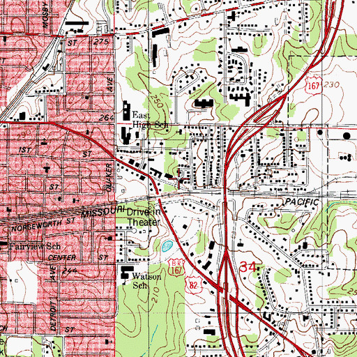 Topographic Map of Douglas Chapel Baptist Church, AR