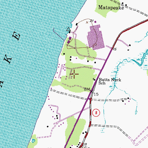Topographic Map of Matapeake Estates, MD