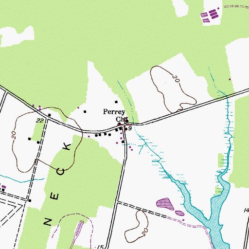 Topographic Map of Perrys Corner, MD