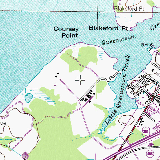 Topographic Map of Queenstown Harbor Golf Links, MD
