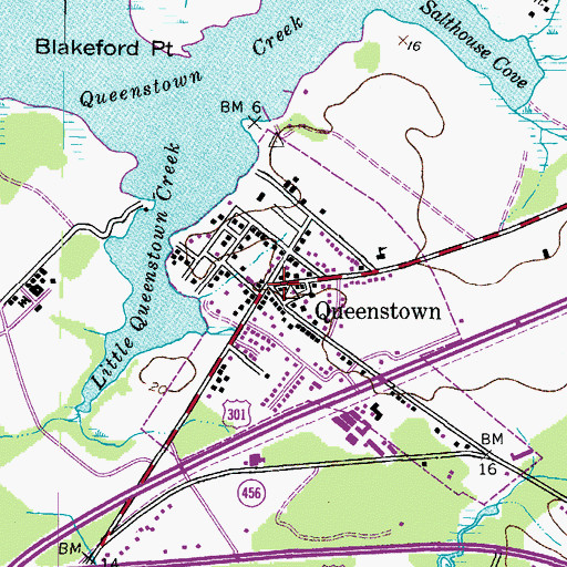Topographic Map of Queenstown Post Office, MD