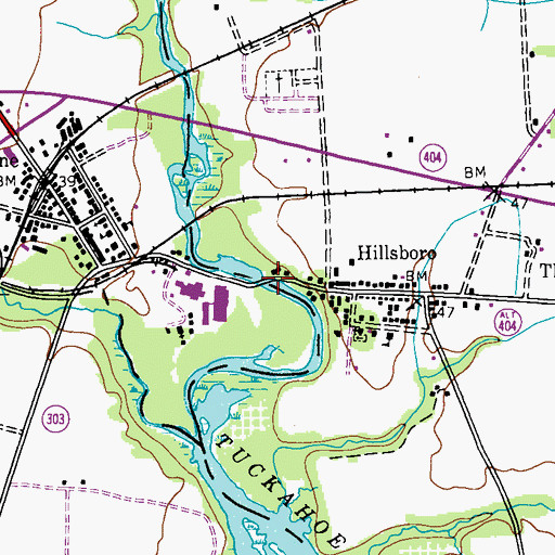 Topographic Map of Tuckahoe Bridge, MD