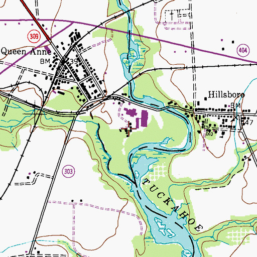 Topographic Map of Tuckahoe Chapel, MD