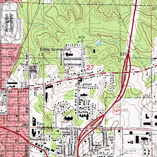 Topographic Map of East Main Baptist Church, AR