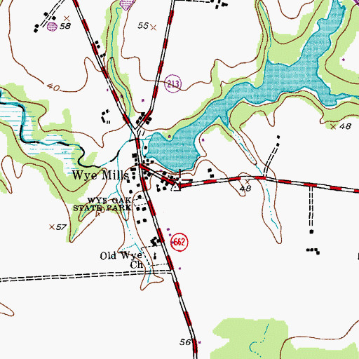 Topographic Map of Wye Mills United Methodist Church, MD