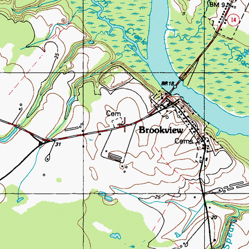 Topographic Map of Brookview Methodist Church, MD
