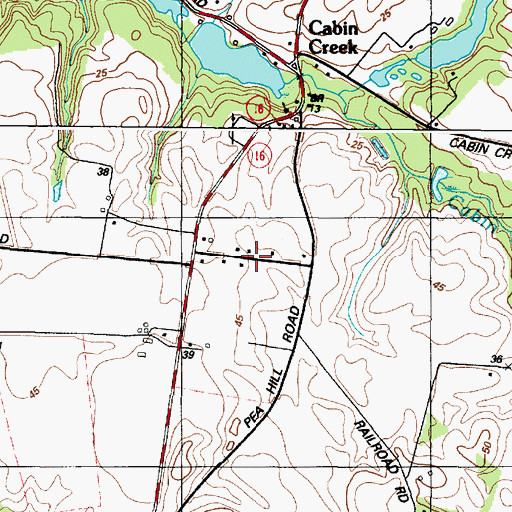 Topographic Map of Cabin Creek Estates, MD