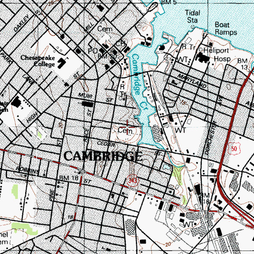 Topographic Map of Cambridge Cemetery, MD