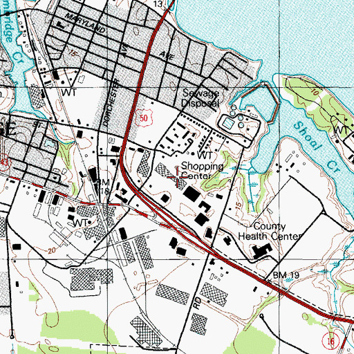 Topographic Map of Cambridge Plaza Shopping Center, MD