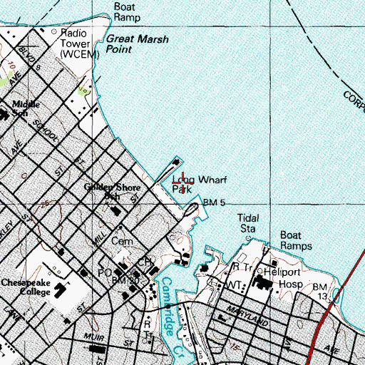 Topographic Map of Cambridge Yacht Club, MD