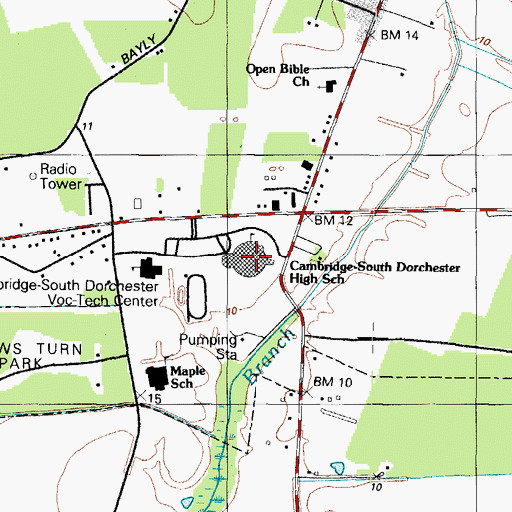 Topographic Map of Cambridge - South Dorchester High School, MD