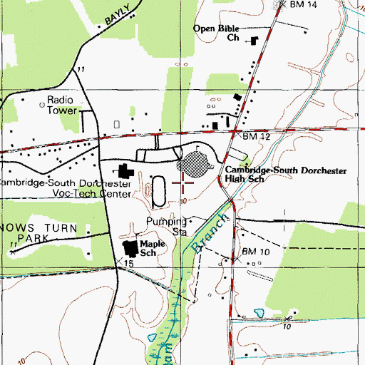 Topographic Map of Dorchester Career and Technology Center, MD
