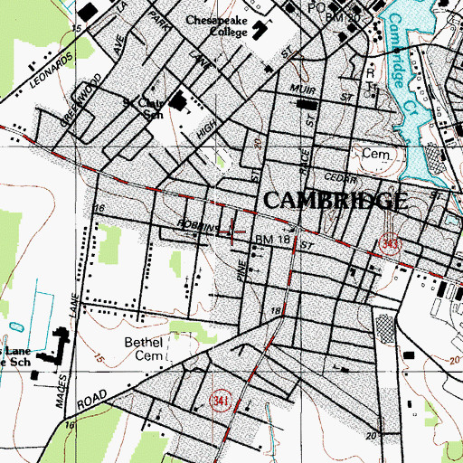 Topographic Map of Center Street Church of God, MD