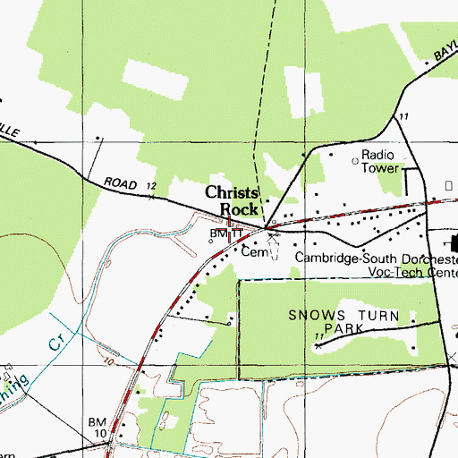 Topographic Map of Christ Rock Park, MD