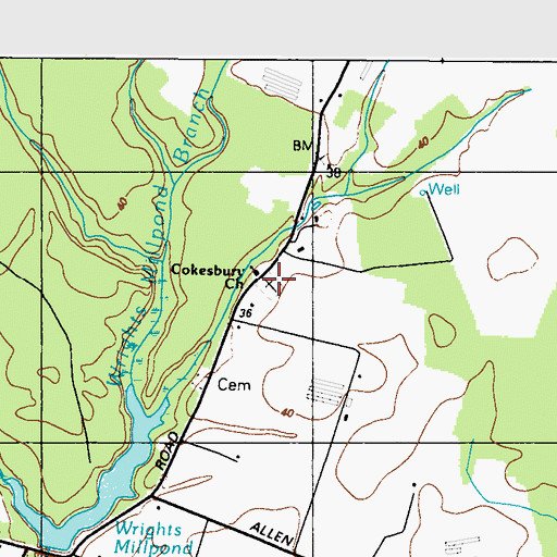 Topographic Map of Cokesbury Cemetery, MD