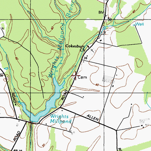 Topographic Map of Cokesbury Cemetery, MD