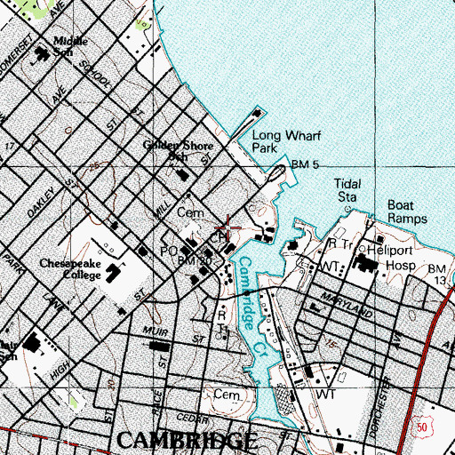 Topographic Map of Dorchester Arts Center, MD