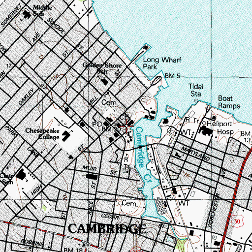Topographic Map of Dorchester County Jail, MD