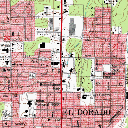 Topographic Map of El Dorado Municipal Auditorium, AR