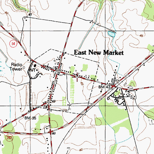 Topographic Map of East New Market Post Office, MD