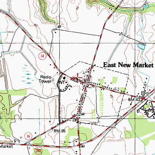 Topographic Map of First Baptist Church of East New Market, MD