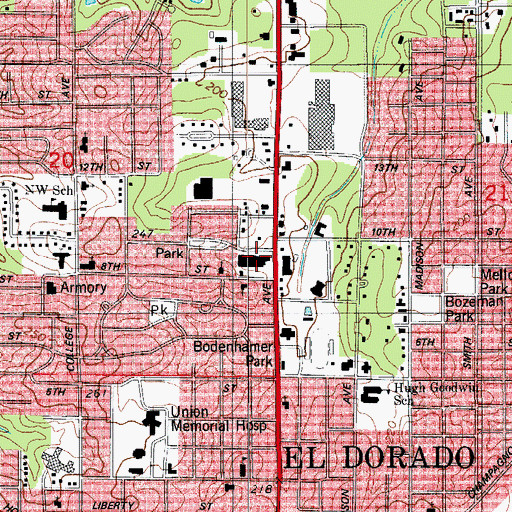 Topographic Map of El Dorado Shopping Center, AR
